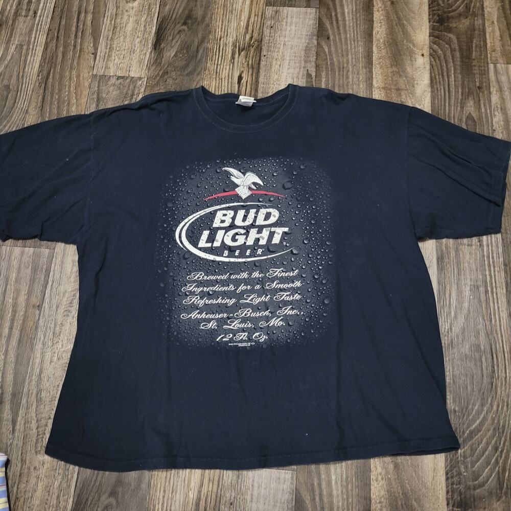 Vintage Y2K Budweiser Budlight Black Tee 2006 3XL Beer Promo